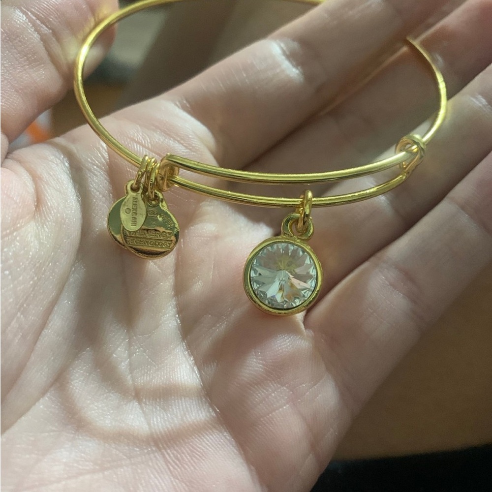 Alex and Ani Gold Charm Bangle Bracelet April birthstone